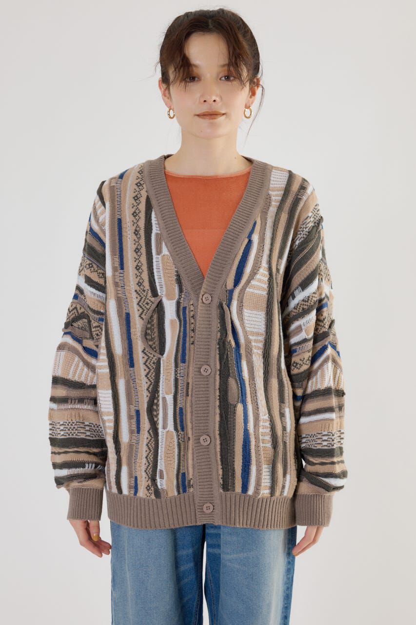 RODEO CROWNS「3Dマルチカラーニットカーディガン」|カーディガン|