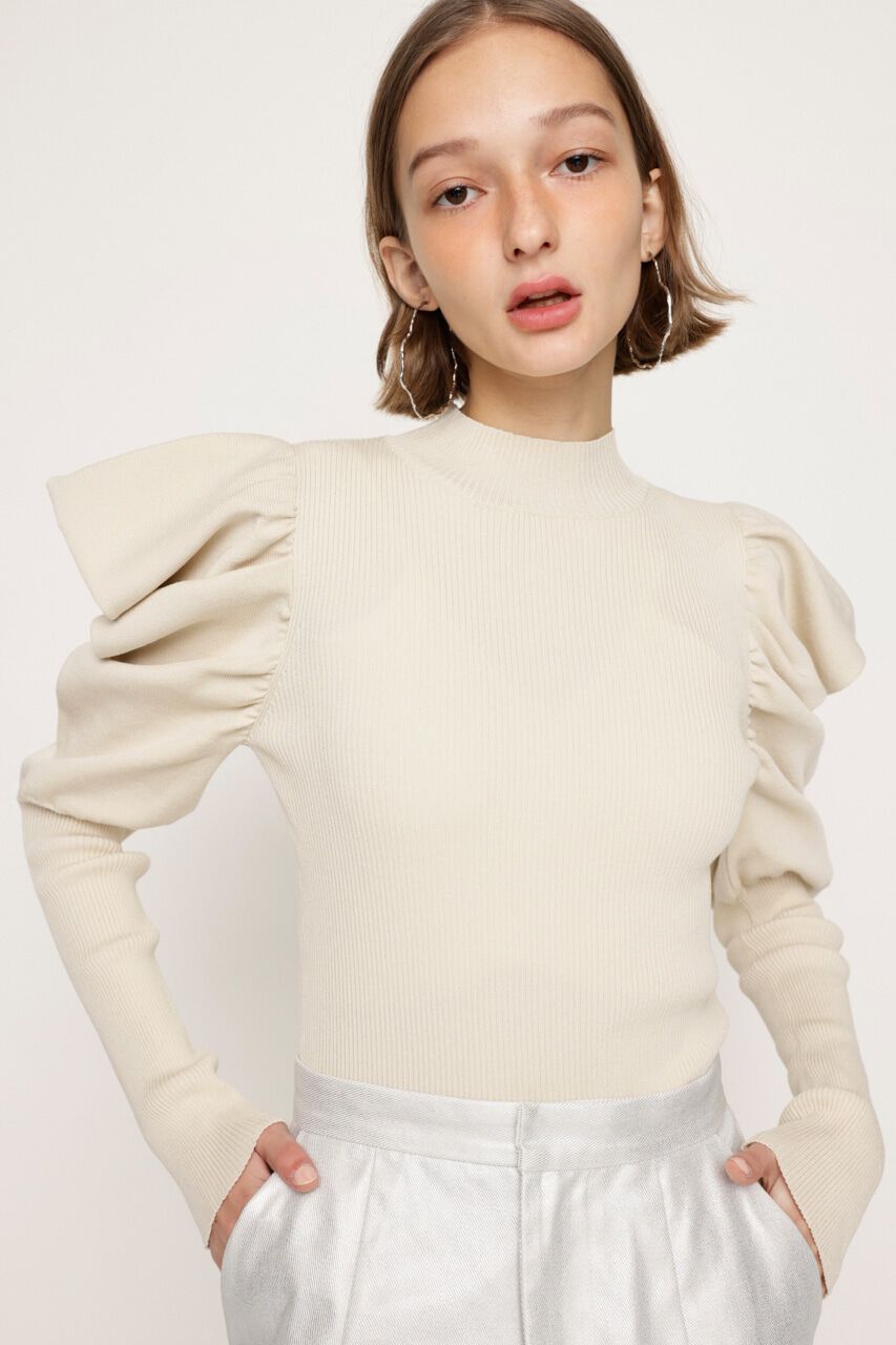 SLY「PUFF SLEEVE RIB トップス」|ニット・セーター|