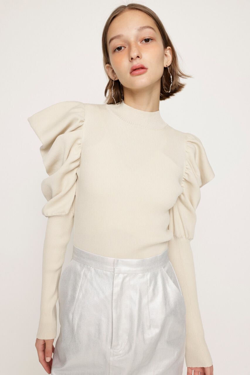 SLY「PUFF SLEEVE RIB トップス」|ニット・セーター|