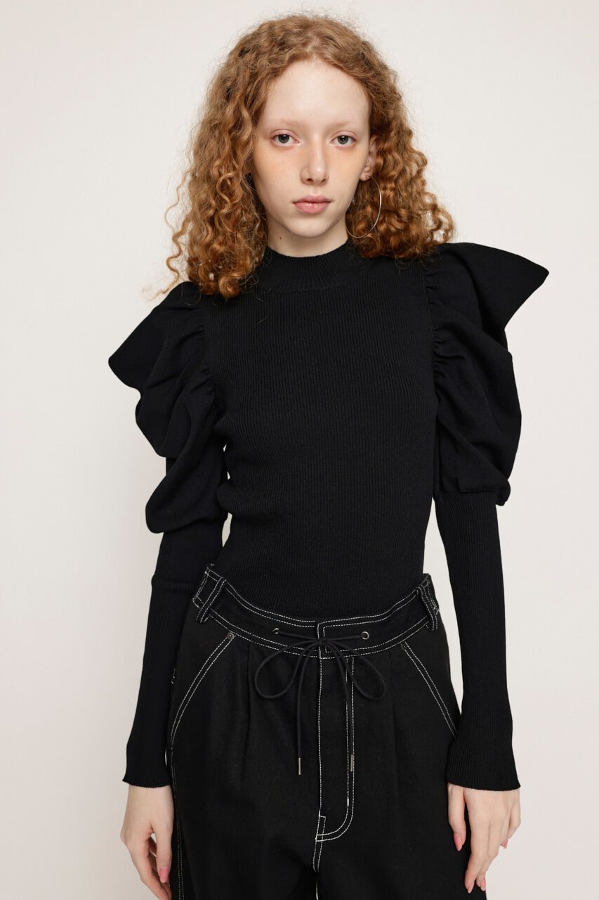 SLY「PUFF SLEEVE RIB トップス」|ニット・セーター|