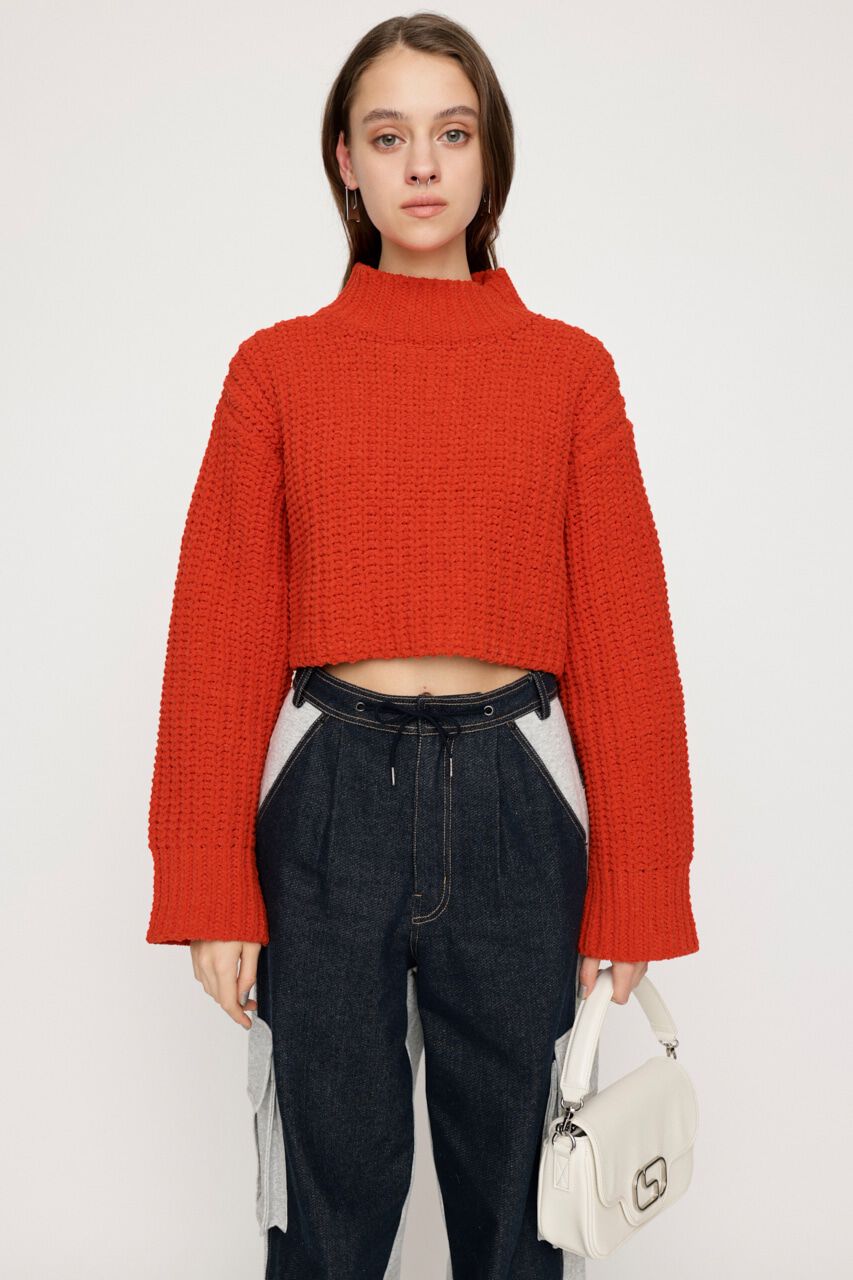 SLY「MOLE YARN CROP トップス」|ニット・セーター|L/RED1