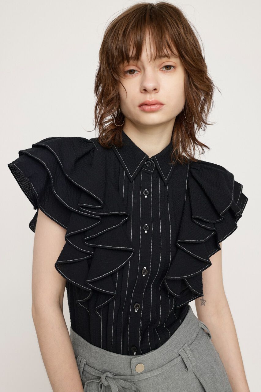 SLY「2WAY SEERSUCKER FRILL ブラウス」|シャツ・ブラウス|