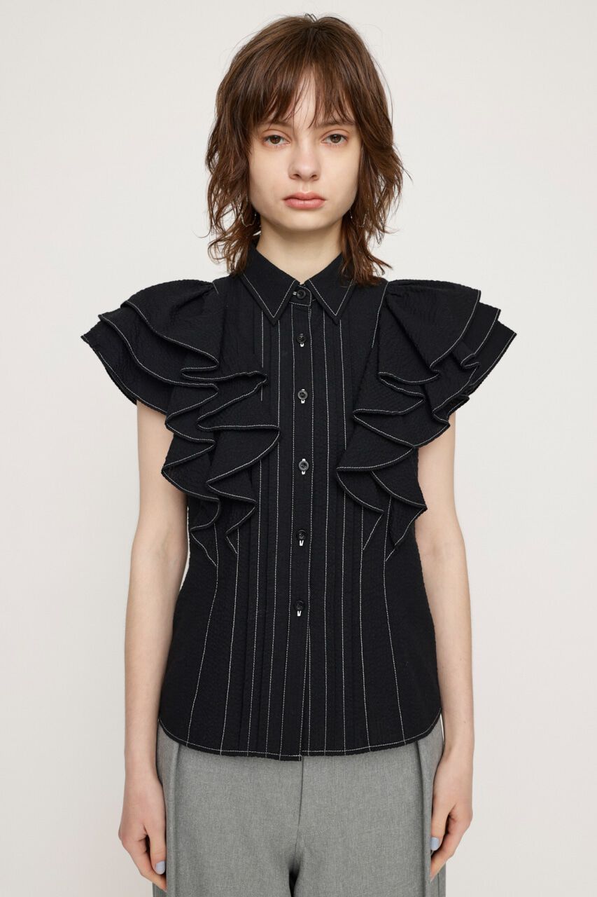 SLY「2WAY SEERSUCKER FRILL ブラウス」|シャツ・ブラウス|