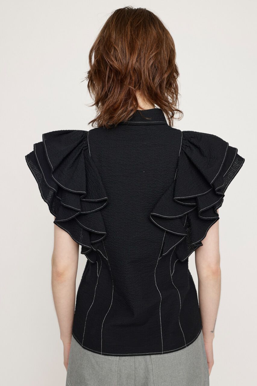 SLY「2WAY SEERSUCKER FRILL ブラウス」|シャツ・ブラウス|