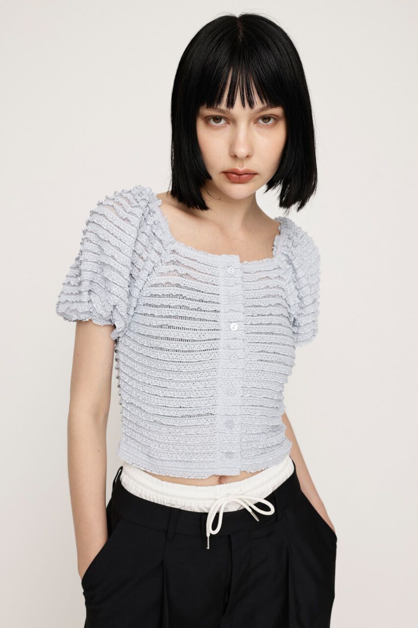 SLY「FRILL PUFF CUT トップス」|Tシャツ・カットソー|L/BLU1