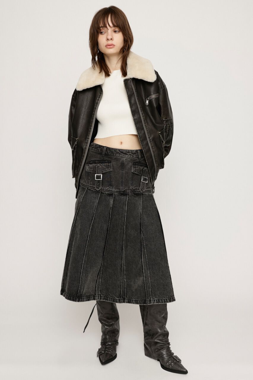 SLY「L／W OVER DYE PLEATS ミドルスカート」|スカート|