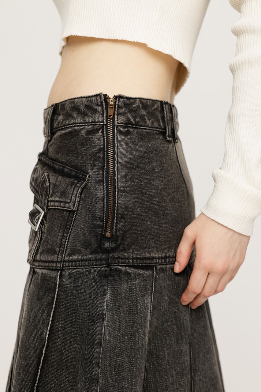 SLY「L／W OVER DYE PLEATS ミドルスカート」|スカート|