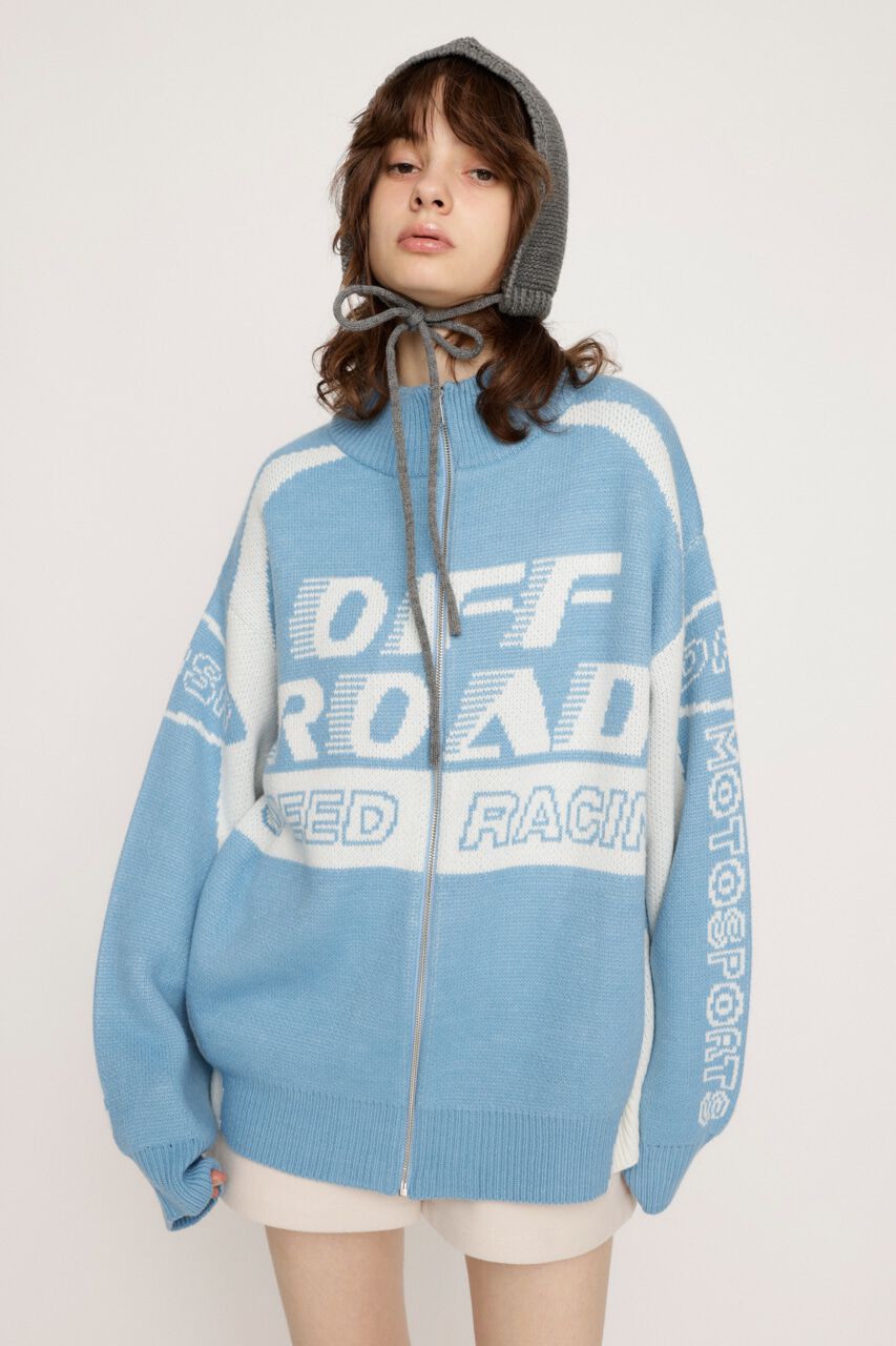 SLY「LOGO JQ ZIP UP カーディガン」|カーディガン|L/BLU1