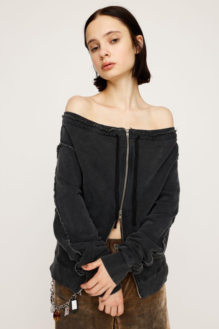 SLY「OFF SHOULDER SWEAT トップス」|パーカー|M/BLK7