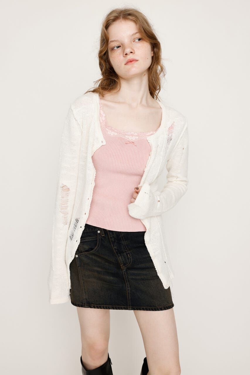 SLY「FRONT BUTTON CRASH カーディガン」|カーディガン|