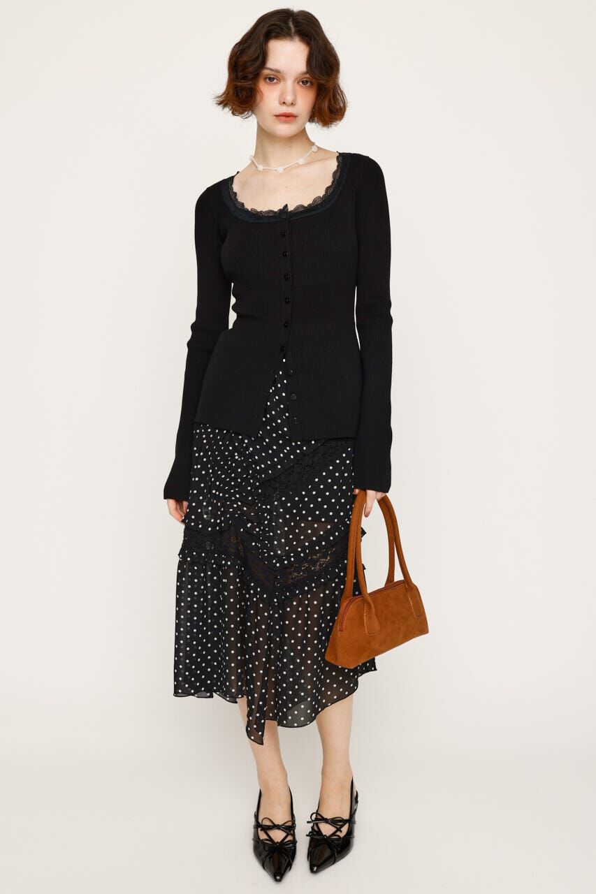 SLY「LACE DOCKING FRONT BUTTON トップス」|ニット・セーター|