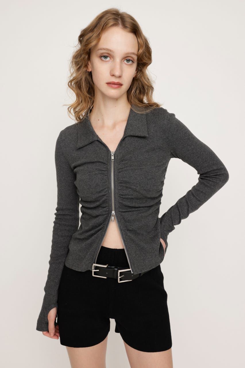 SLY「FRONT GATHER ZIP トップス」|Tシャツ・カットソー|