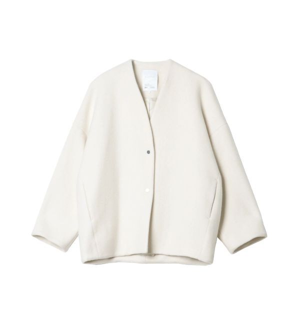 ELENDEEK「FORM SHORT WOOL CT」|ノーカラーコート|