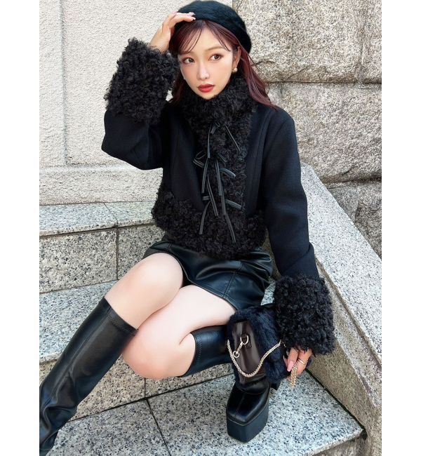 RESEXXY「ポイントフェイクファーブルゾン」|ブルゾン・スタジャン|ブラック