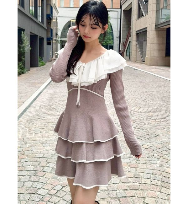 RESEXXY「ラッフルデザインミニニットワンピース」|ワンピース|