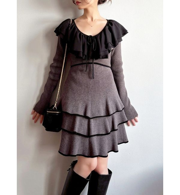 RESEXXY「ラッフルデザインミニニットワンピース」|ワンピース|