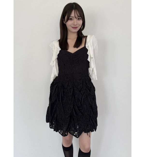 dazzlin「ペプラムフリルリボンカーデ」|カーディガン|