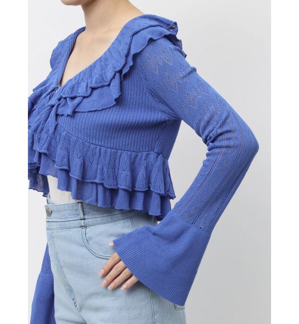 dazzlin「ペプラムフリルリボンカーデ」|カーディガン|