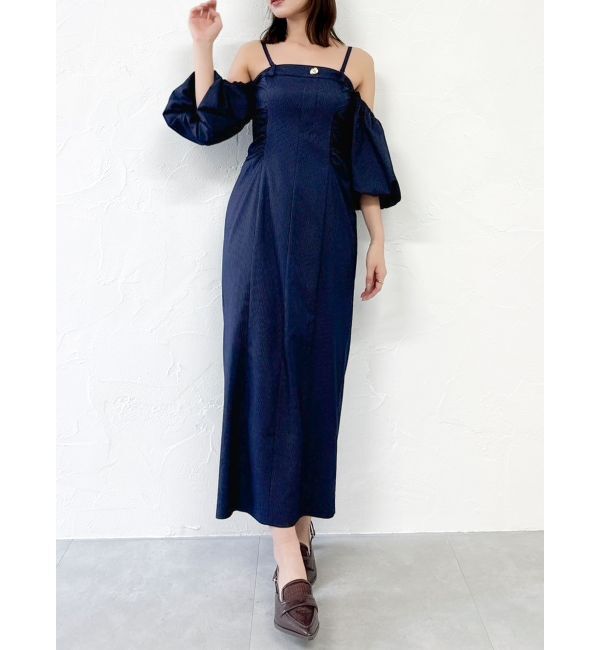 dazzlin「スラックスディテールバルーンワンピース」|ワンピース|ネイビー