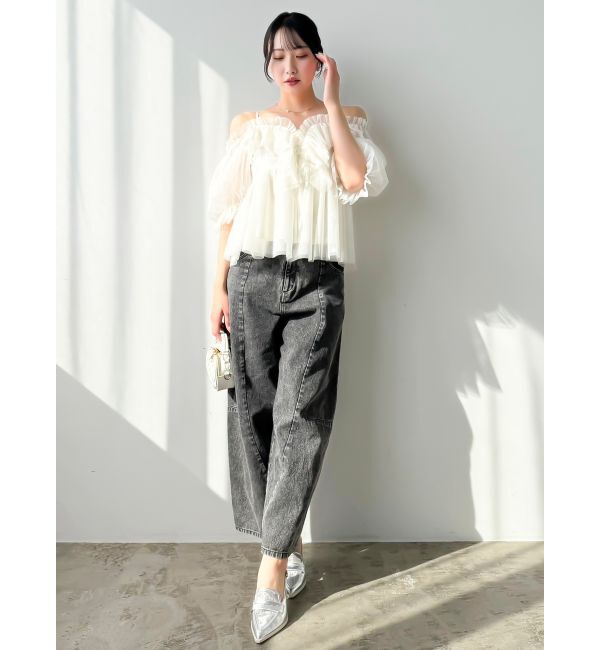 dazzlin「スクエアフリルペプラムブラウス」|シャツ・ブラウス|