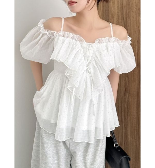 dazzlin「スクエアフリルペプラムブラウス」|シャツ・ブラウス|