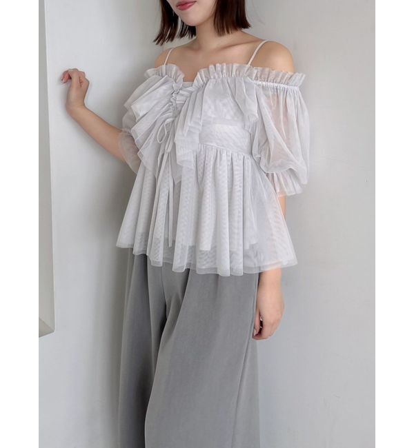 dazzlin「スクエアフリルペプラムブラウス」|シャツ・ブラウス|