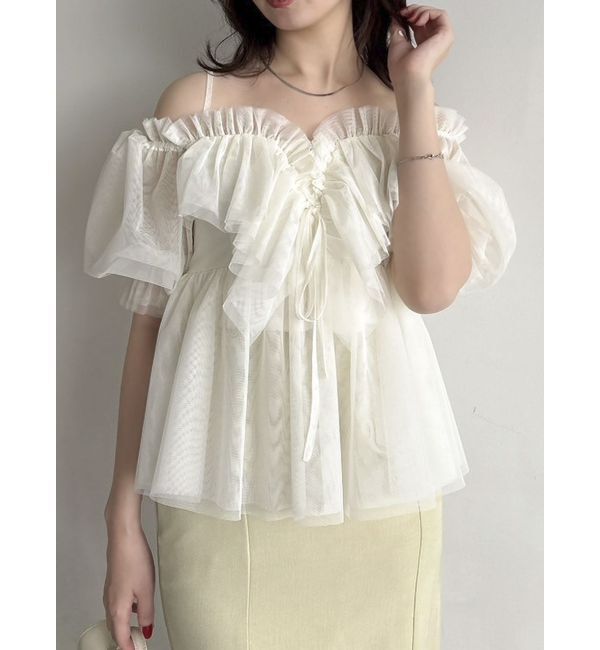 dazzlin「スクエアフリルペプラムブラウス」|シャツ・ブラウス|