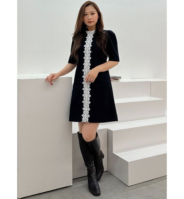 MERCURYDUO「バイカラーレースミニワンピース」|ワンピース|