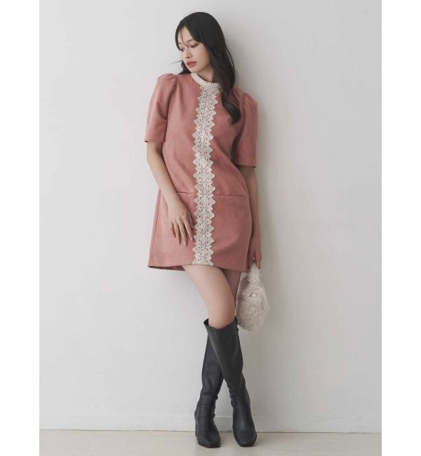 MERCURYDUO「バイカラーレースミニワンピース」|ワンピース|