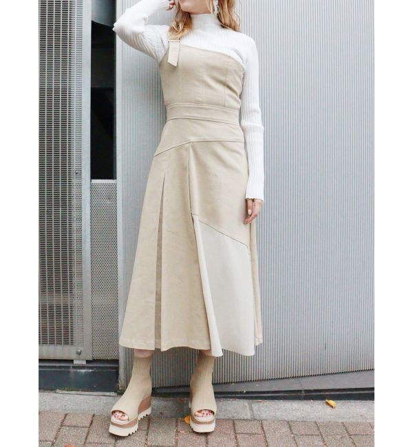 MURUA「ワンショルジャンスカ」|ジャンパースカート|ベージュ