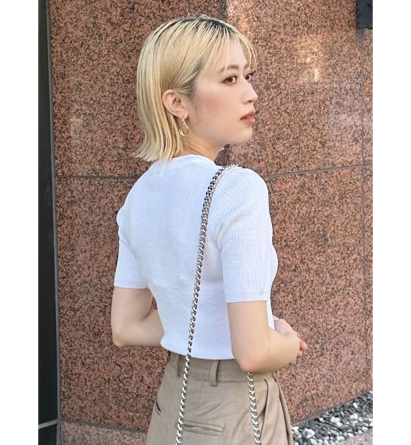 MURUA「ハーフスリーブタイトリブニット」|ニット・セーター|