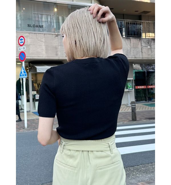 MURUA「ハーフスリーブタイトリブニット」|ニット・セーター|