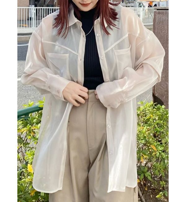 MURUA「2WAYスリーブシアーシャツ」|シャツ・ブラウス|アイボリー