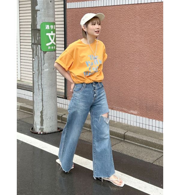 Ungrid「ヴィンテージウォッシュロゴビッグTee」|Tシャツ・カットソー|