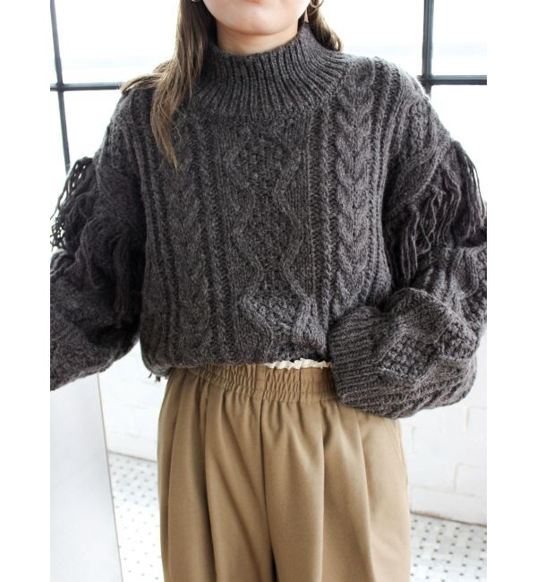 Ungrid「レースアップケーブルニット」|ニット・セーター|