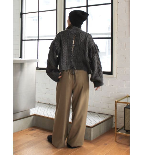 Ungrid「レースアップケーブルニット」|ニット・セーター|