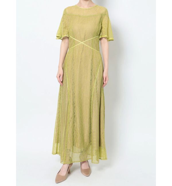 LAGUNAMOON「LADYウエストクロスナローレースワンピース」|ドレス|