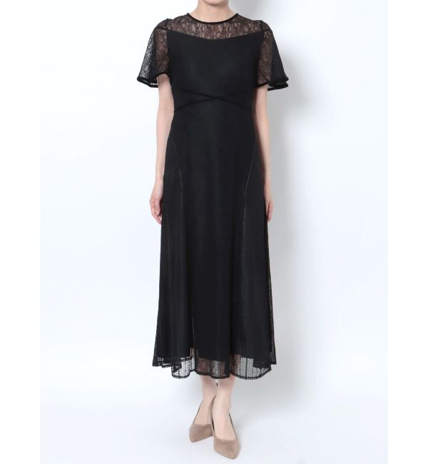 LAGUNAMOON「LADYウエストクロスナローレースワンピース」|ドレス|