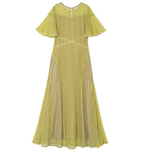 LAGUNAMOON「LADYウエストクロスナローレースワンピース」|ドレス|