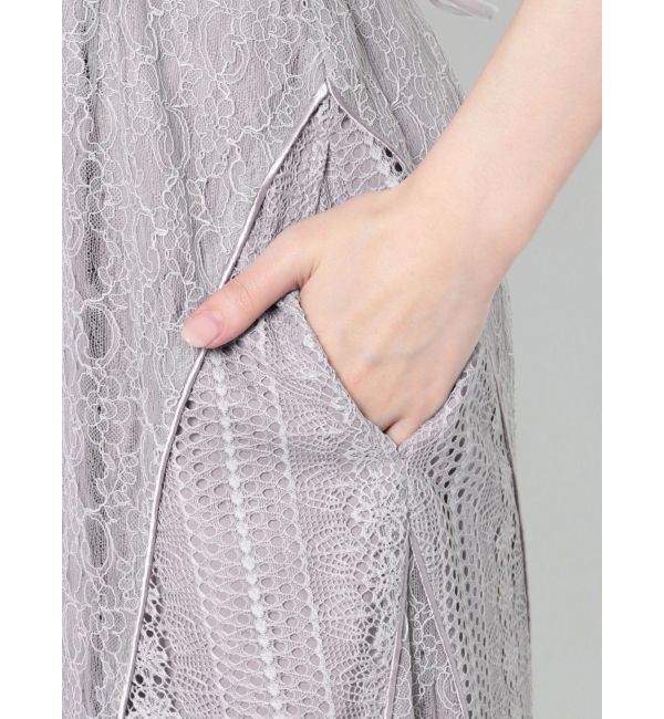 LAGUNAMOON「LADYウエストクロスナローレースワンピース」|ドレス|