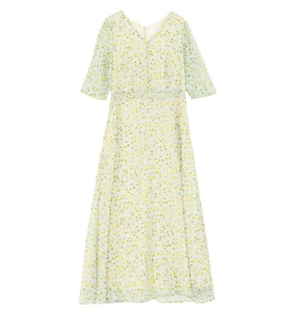 LAGUNAMOON「フラワーパターンVネックワンピース」|ワンピース|ライトグリーン