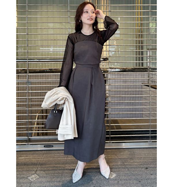 LAGUNAMOON「LADYシアーレイヤードセットアップドレス」|ドレス|グレー