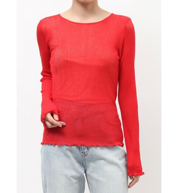 LAGUNAMOON「【WEB限定】シアーリボンニットプルオーバー」|ニット・セーター|