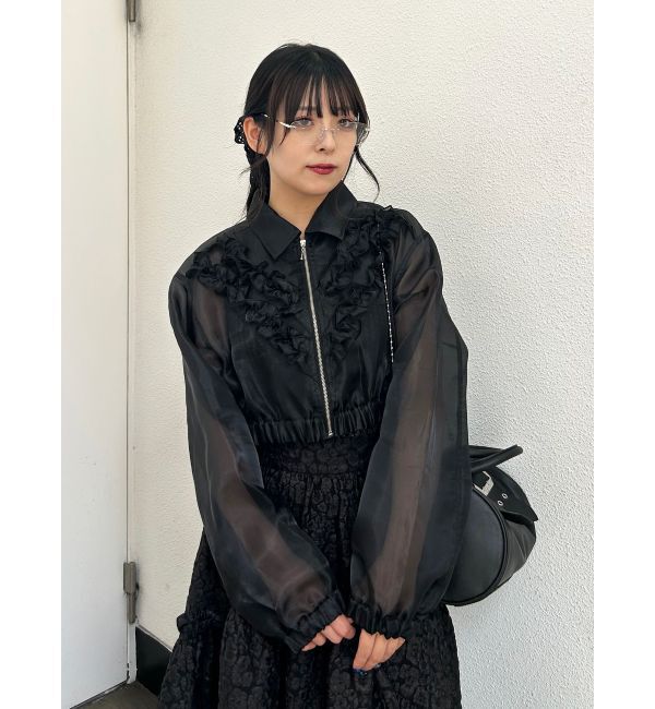 jouetie「フリルシアーブルゾン」|ブルゾン・スタジャン|ブラック