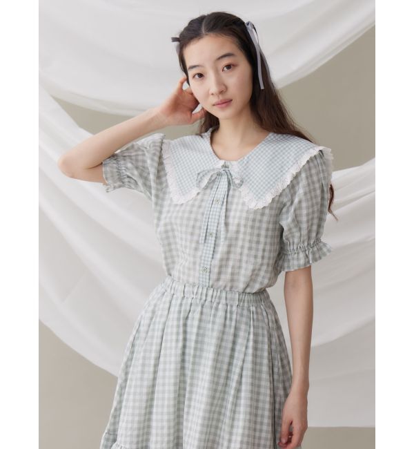 merry jenny「ギンガムリボンブラウス」|シャツ・ブラウス|