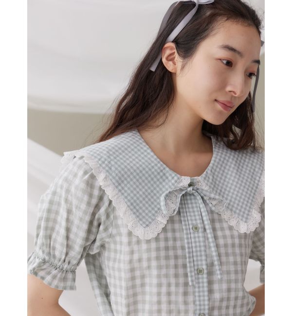 merry jenny「ギンガムリボンブラウス」|シャツ・ブラウス|