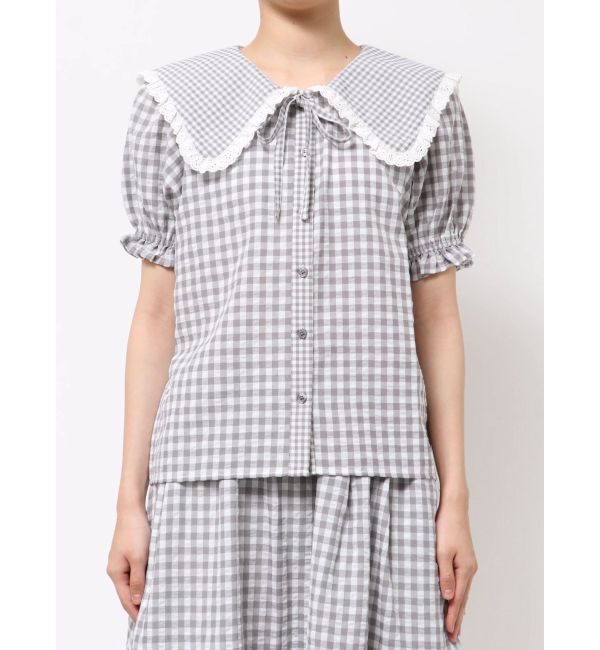 merry jenny「ギンガムリボンブラウス」|シャツ・ブラウス|