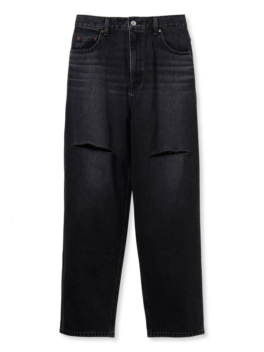 Mila Owen「【WEB限定00サイズ】ワイドテーパードカットアウトデニムパンツ」|デニム|