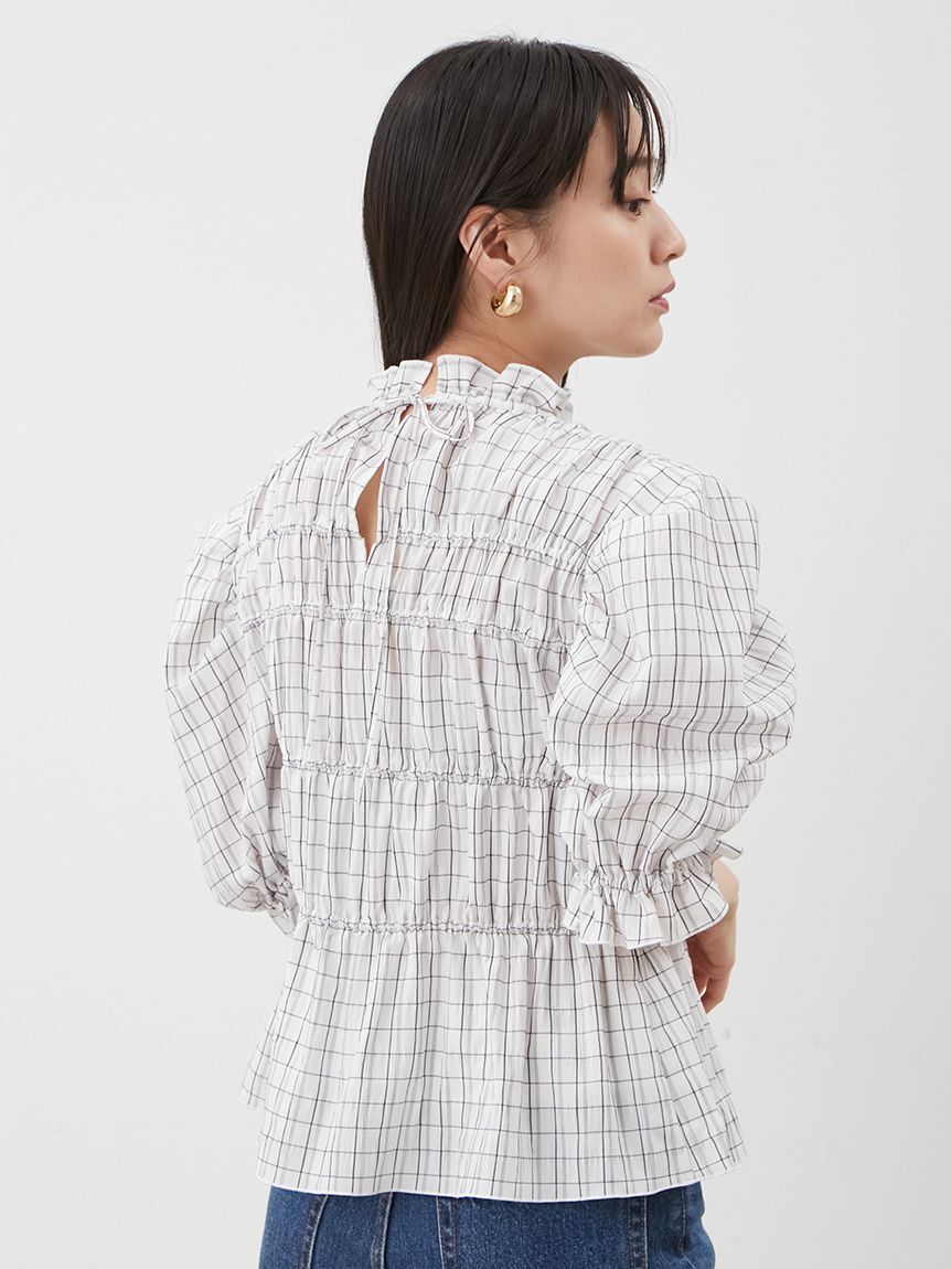 Mila Owen「シャーリングペプラムフリルブラウス」|シャツ・ブラウス|