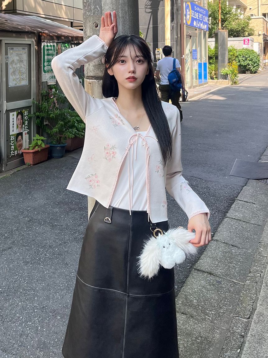 FURFUR「フラワーリボンジャガードカーディガン」|カーディガン|